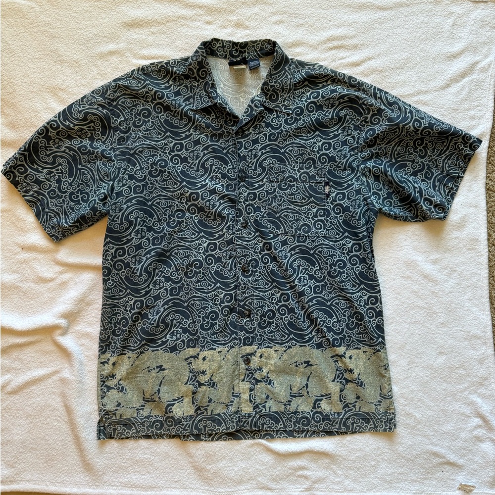 Vintage No Fear Button Up Short Sleeve Casual Shirt